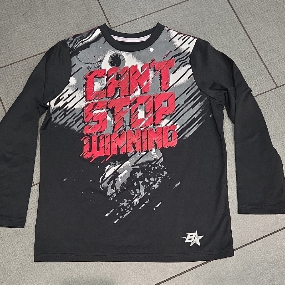 Black and Red Graphic Kids Long Sleeve Tee